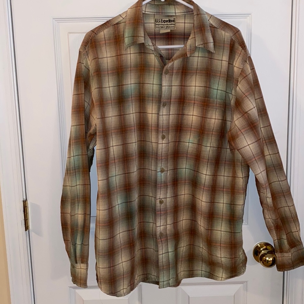 Exposition long sleeve button downs shirt lightly tie dyed
